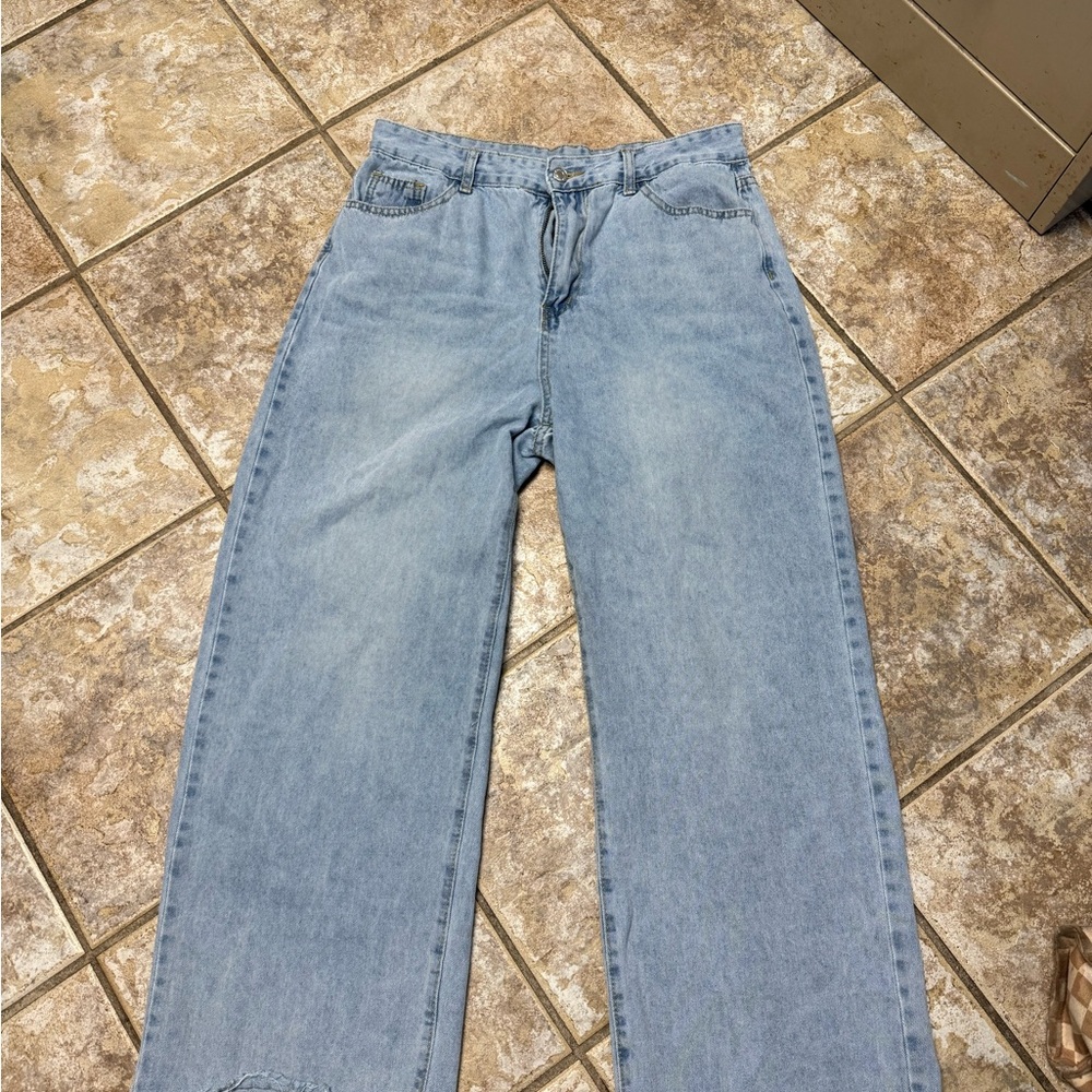 SHEIN Light Blue Denim Pants